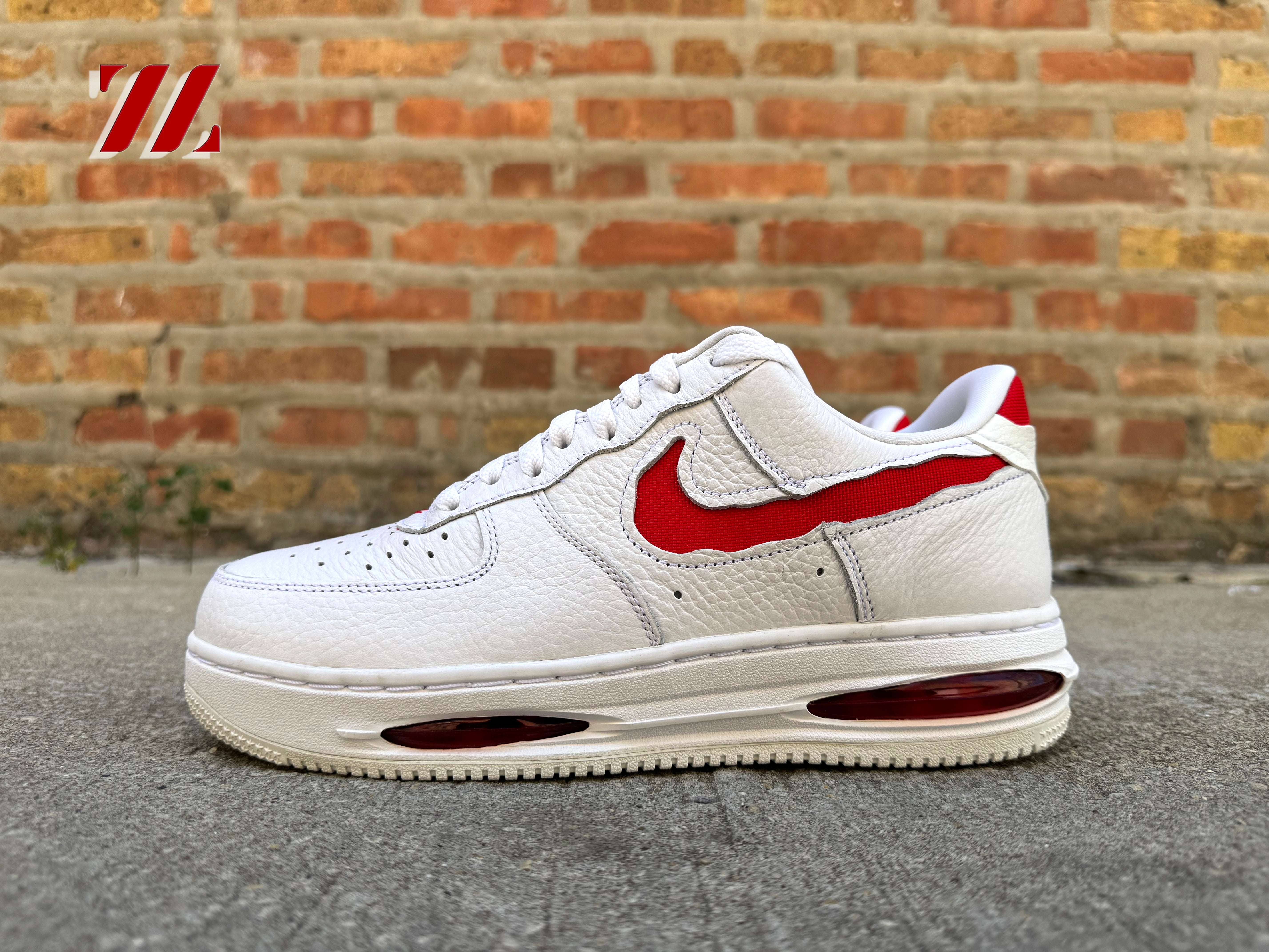 Air force 1 low white and red mens best sale