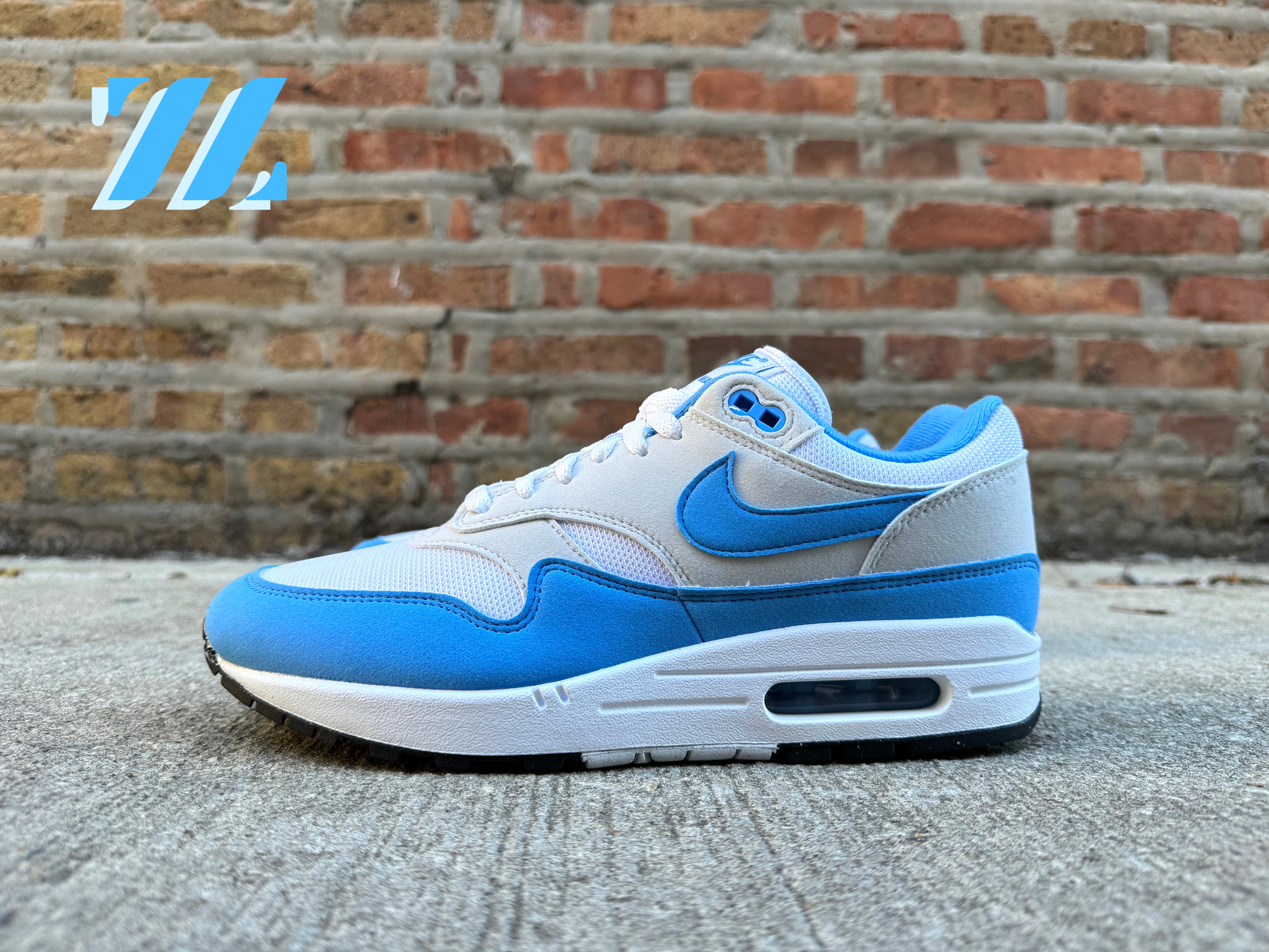 Air max 1 on sale white university blue